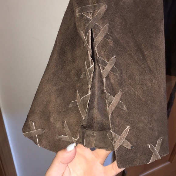 NWT Brown Leather Tribal Jacket Size 10 - Picture 6 of 8